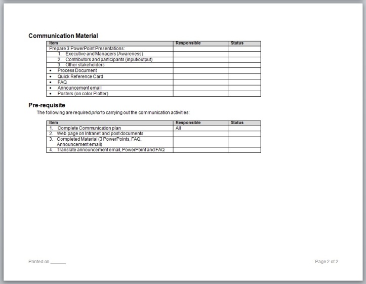 Communication Plan Page 2